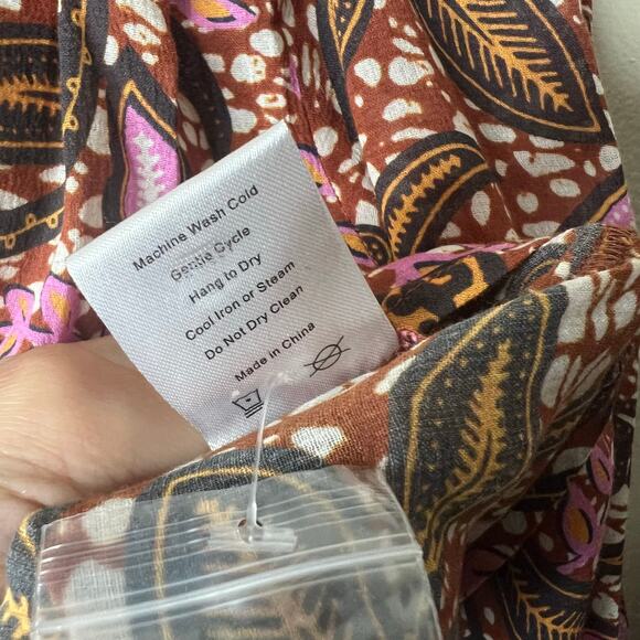 Xirena 2 Piece Set Aimi Top & Iris Skirt Earth Tone Brown Pink Bohemian Peasant - Picture 12 of 14